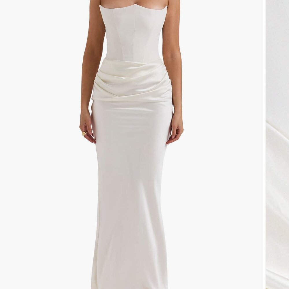 HOUSE OF CB 'Persephone' Ivory Strapless Corset Dress- Small/larger cup